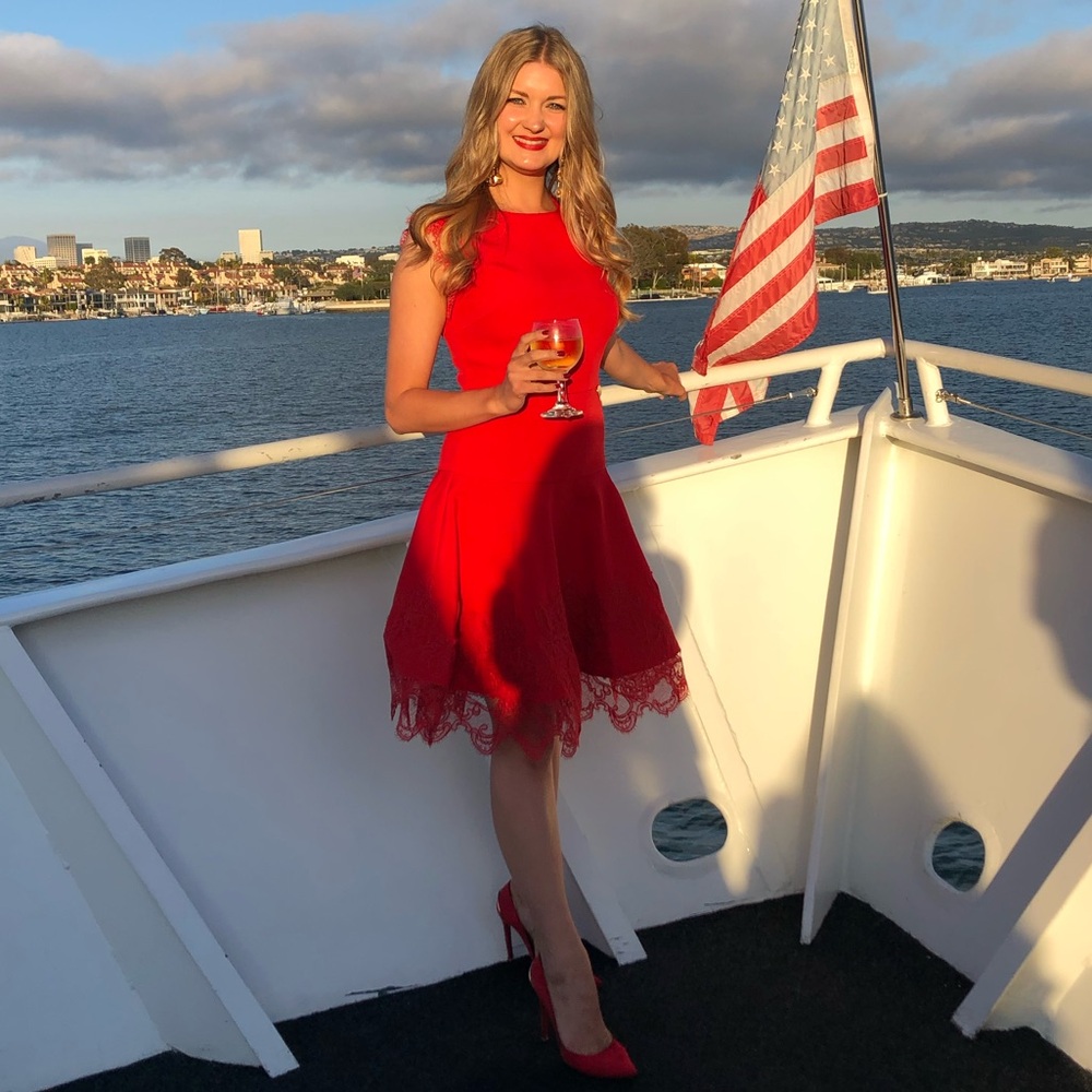 Bronx and Banco Red Dress with Lace